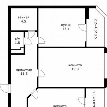 Продается 2-х комнатная квартира, 73,2 м²
