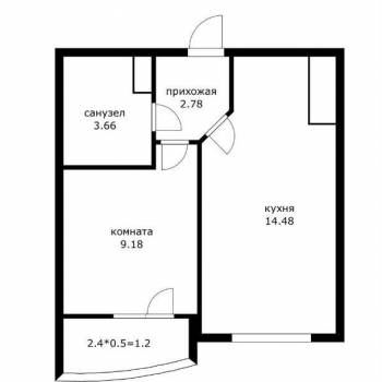 Продается 1-комнатная квартира, 30,1 м²