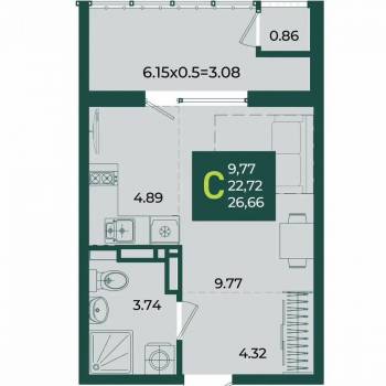 Продается 1-комнатная квартира, 28 м²