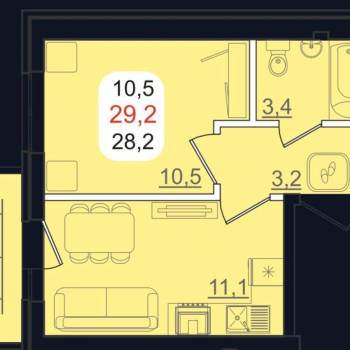 Продается 1-комнатная квартира, 27,8 м²