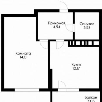 Продается 1-комнатная квартира, 32,8 м²