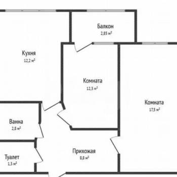 Продается 2-х комнатная квартира, 55 м²