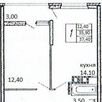 Продается 1-комнатная квартира, 35,9 м²