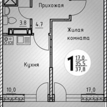 Продается 1-комнатная квартира, 34,8 м²