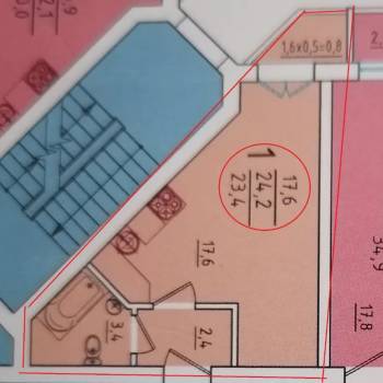 Продается 1-комнатная квартира, 24,2 м²