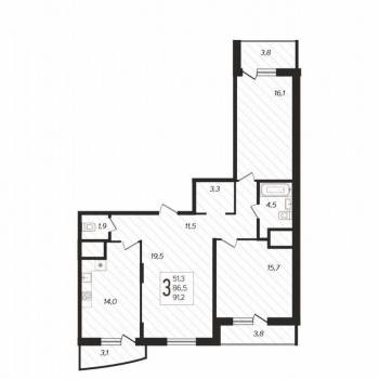 Продается 3-х комнатная квартира, 86 м²