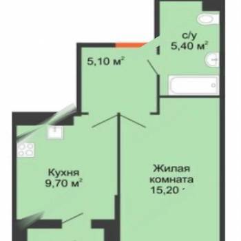 Продается 1-комнатная квартира, 35,5 м²