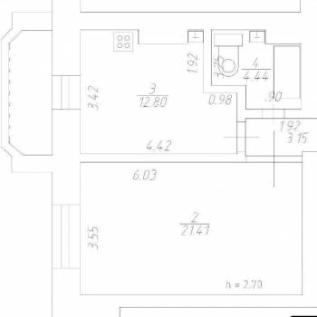 Продается 1-комнатная квартира, 45,1 м²