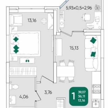 Сдается 2-х комнатная квартира, 43 м²