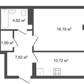 Сдается 1-комнатная квартира, 41,3 м²