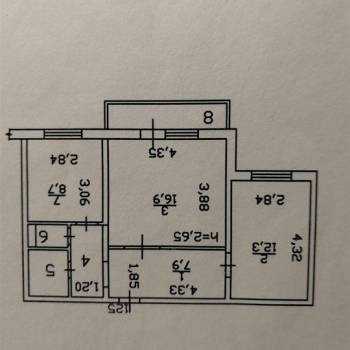 Сдается 2-х комнатная квартира, 52,6 м²