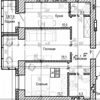 Сдается 2-х комнатная квартира, 61 м²