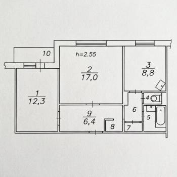 Продается 2-х комнатная квартира, 53,1 м²