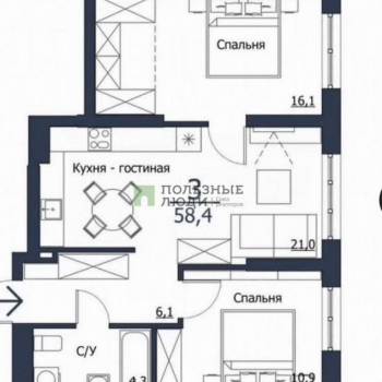 Продается 3-х комнатная квартира, 58,4 м²