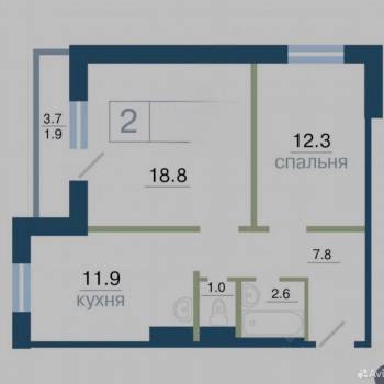 Сдается 2-х комнатная квартира, 56,3 м²