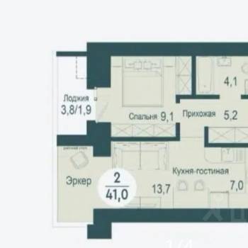 Сдается 2-х комнатная квартира, 41 м²
