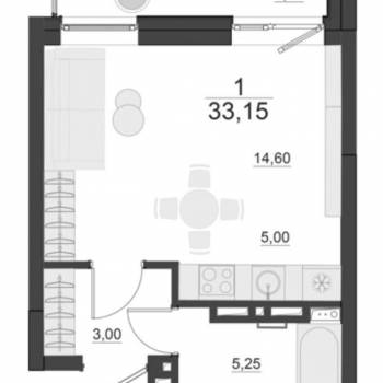 Сдается 1-комнатная квартира, 33,8 м²