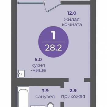Продается 1-комнатная квартира, 28,2 м²