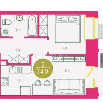 Сдается 2-х комнатная квартира, 32,9 м²