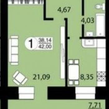 Сдается 1-комнатная квартира, 40 м²