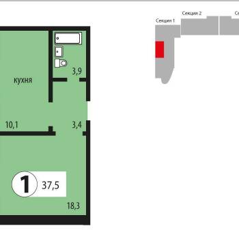 Сдается 1-комнатная квартира, 36 м²