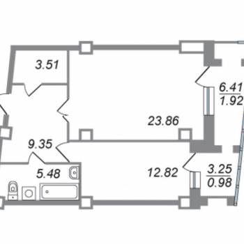 Сдается 2-х комнатная квартира, 56 м²