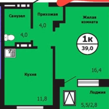 Сдается 1-комнатная квартира, 39 м²