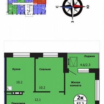 Сдается 2-х комнатная квартира, 59 м²