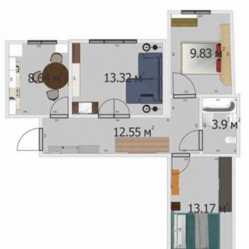 Продается 3-х комнатная квартира, 66,8 м²
