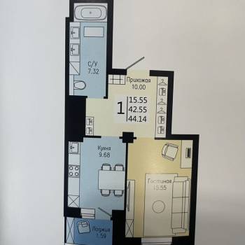 Сдается 1-комнатная квартира, 44,1 м²