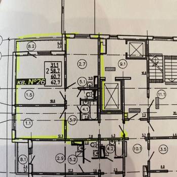 Продается 2-х комнатная квартира, 60,7 м²