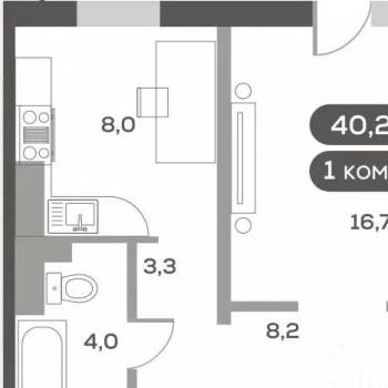 Сдается 1-комнатная квартира, 51 м²