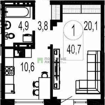 Продается 1-комнатная квартира, 39 м²