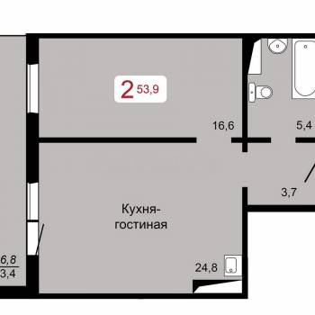 Продается 2-х комнатная квартира, 50,4 м²