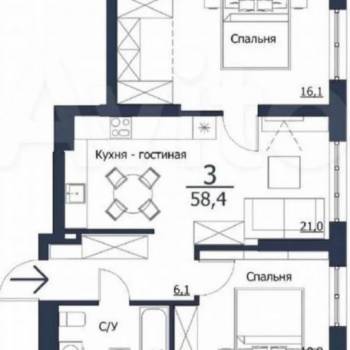 Продается 3-х комнатная квартира, 58,3 м²