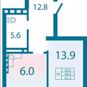 Сдается 2-х комнатная квартира, 52,2 м²