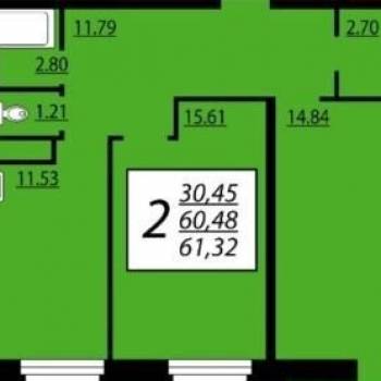 Продается 2-х комнатная квартира, 59 м²
