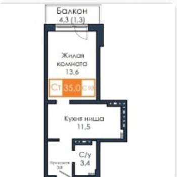 Сдается 1-комнатная квартира, 35 м²