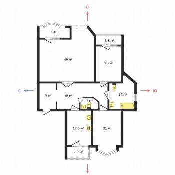 Продается 3-х комнатная квартира, 140 м²