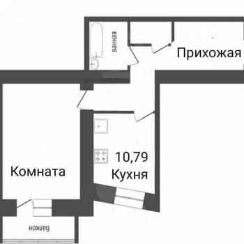 Продается 1-комнатная квартира, 52,4 м²