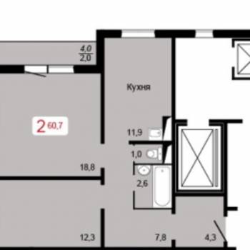 Сдается 2-х комнатная квартира, 61 м²