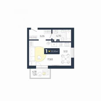 Продается 1-комнатная квартира, 34 м²