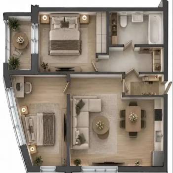 Продается 1-комнатная квартира, 57 м²