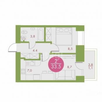 Сдается 2-х комнатная квартира, 33,1 м²