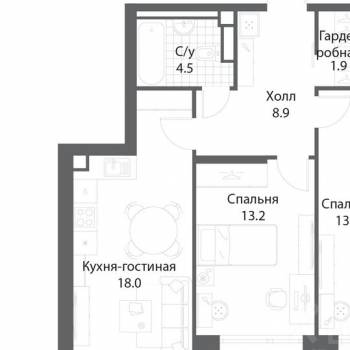 Продается 2-х комнатная квартира, 67,7 м²
