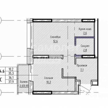 Продается 1-комнатная квартира, 37,9 м²