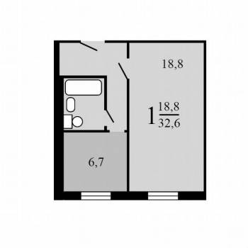 Продается 1-комнатная квартира, 32,6 м²
