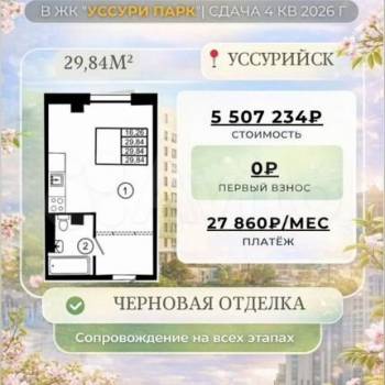 Продается 1-комнатная квартира, 27 м²