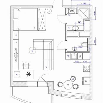 Сдается 1-комнатная квартира, 45 м²