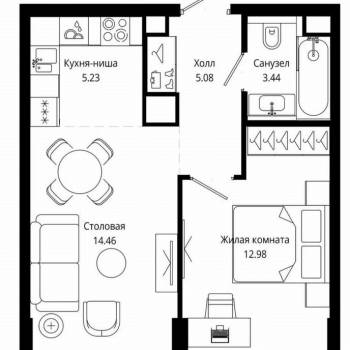 Сдается 2-х комнатная квартира, 42 м²